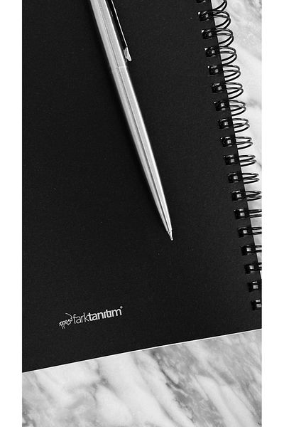 Fark Tanıtım A5 Black Covered Spiraled Lined Notebook 100 Sheets