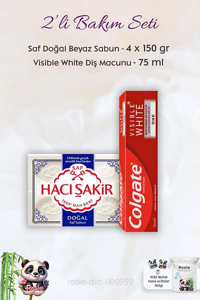 Colgate 75 ml White Toothpaste - 4 x 150 gr Natural Soap ROSIE
