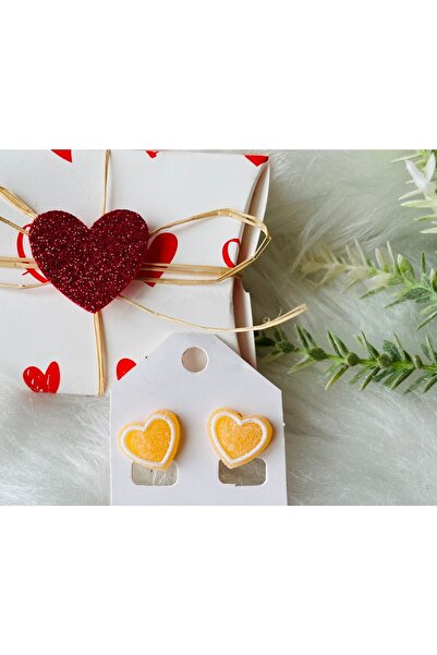 1PARÇAMAVİ Yellow Gelibon Heart Clip-on Non-Perforated Compression Girl's Ear...