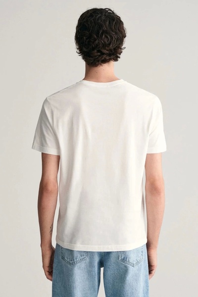 Gant Men's White Regular Fit Crew Neck Logo T-Shirt