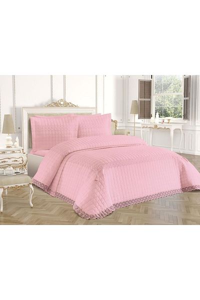 Çeyiz Diyarı Roza Double Quilted Bedspread Powder