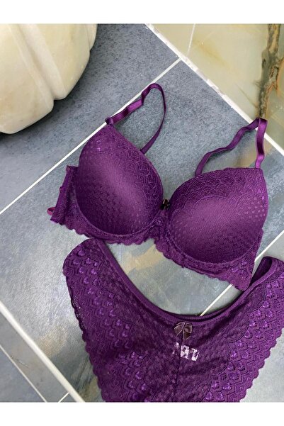 SMG DESİGN Mor Destekli Dantelli Bralet Takımı