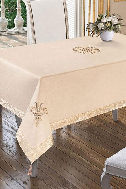 Çeyiz Diyarı Τραπεζομάντιλο με κέντημα τουλίπας Cappucino Cappucino - Μικτό π...