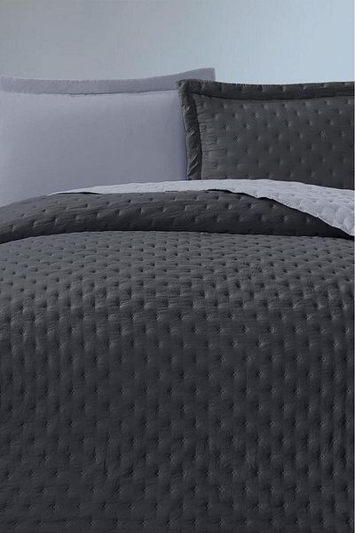 Çeyiz Diyarı Washed Soft Double Sided Double Bedspread Gray