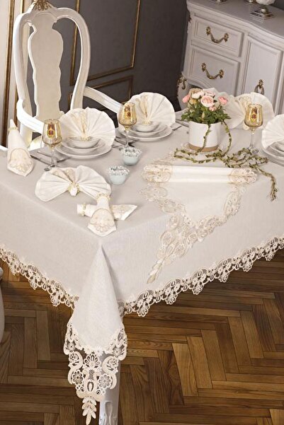 Çeyiz Diyarı Naštědový ubrus 26 kusů krémový