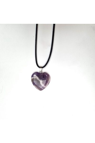 Yüksel Boncuk Amethyst Stone - Heart Model Natural Stone Necklace