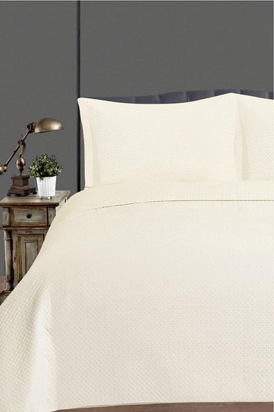 Çeyiz Diyarı Tuscany Double Luxury Velvet Bedspread Cream