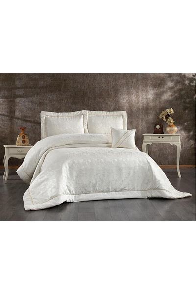 Çeyiz Diyarı Beren Jacquard Double Bedspread Cream