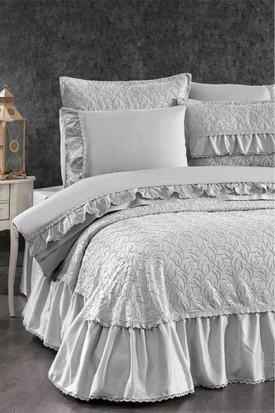 Çeyiz Diyarı Diana Frilly Bridal Set 7 Pieces Gray