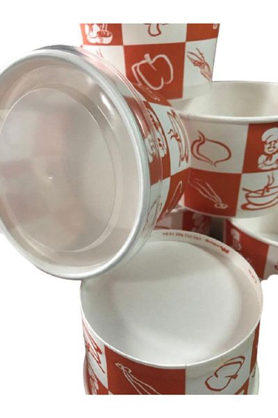 Buhar ticaret Cardboard Paper Soup Bowl 16 oz 500 ml Cup Cover Set 100 Pcs