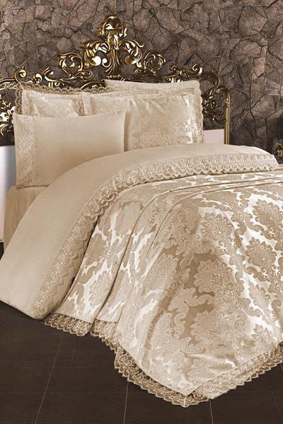 Çeyiz Diyarı French Lace Lalezar Bridal Set 7 Piece Cappucino
