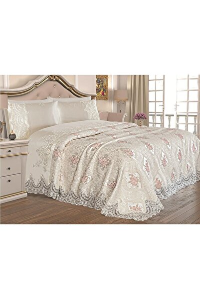 Çeyiz Diyarı French Laced Single Eylül Pique Set Cream