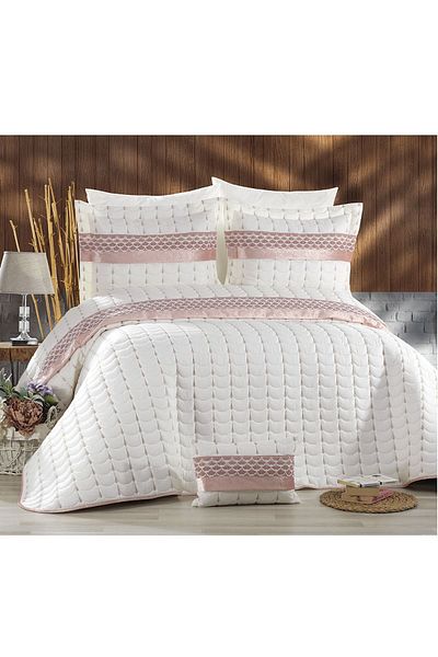 Çeyiz Diyarı Colors Micro Double Bedspread Cream Powder