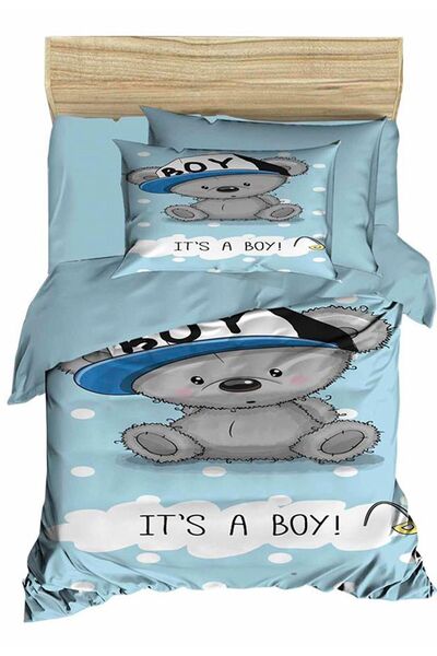 Çeyiz Diyarı Dijital Baskılı 3d Bebek Nevresim Takımı Bear Boy Su Yeşili