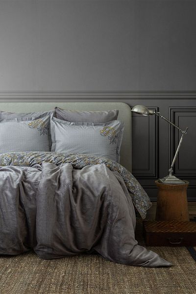 Apricitas HOME Σετ παπλωματοθήκη Antica Grey 100% βαμβακερό με μονή κουβέρτα