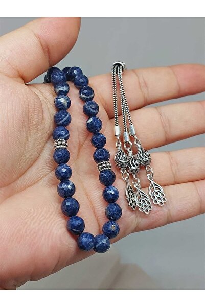 Yasamtohumu Safir Taşı Faset Kesim 33 lük Tesbih 7mm (Gümüş) (51312)
