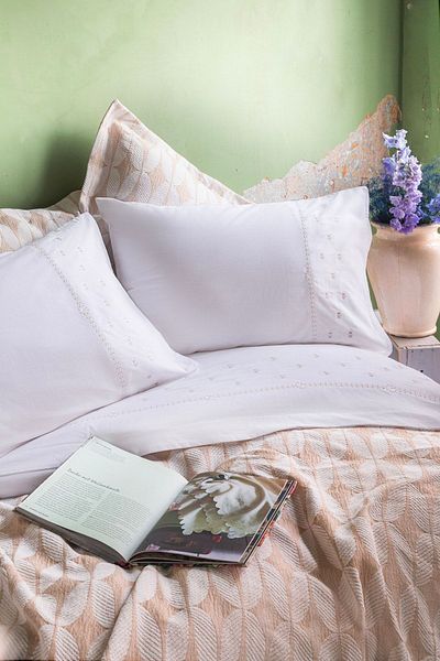 Apricitas HOME Διπλό Σετ Παπλωματοθήκης Abeille 100% Βαμβακερό Κάλυμμα Κρεβατιού Ρουζ