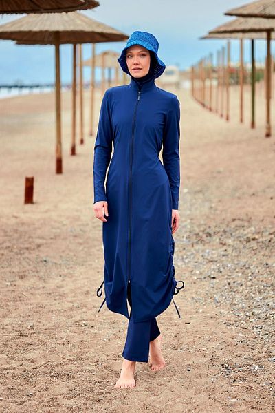 Marina Full Covered Parachute Navy Blue Hijab Swimsuit - M2416