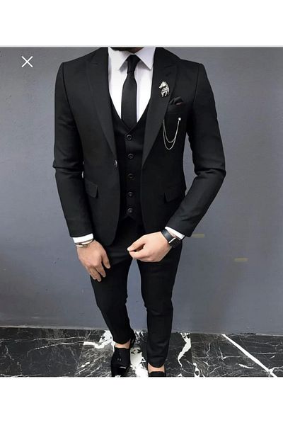 MASSARO Slim fit suit with vest (tie, handkerchief gift)
