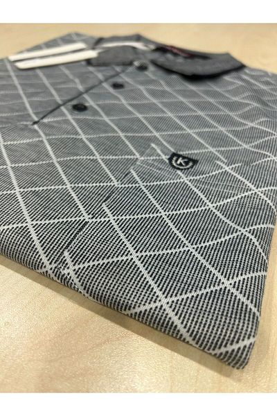 KEMAL EKİNCİ Men's Polo Collar Pocket Patterned T-Shirt