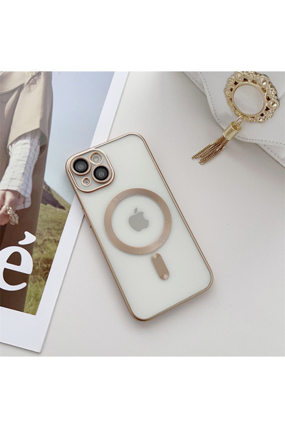 halkhouse İphone 14 Kılıf Kamera Lens Korumalı Magsafe Şarj Özellikli Demre Şık Lüks Kapak