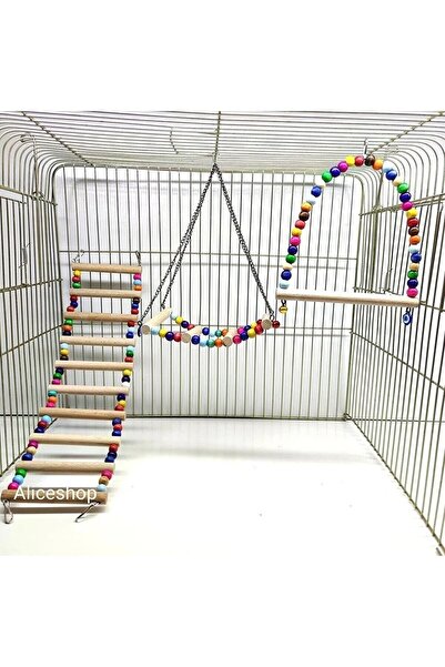 AlyaPetWorld Sultan papağanı ve boyutundaki kuşlar için 3lü oyuncak seti