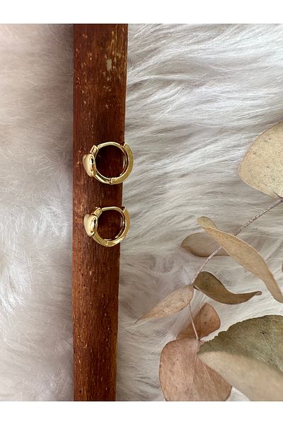 nidistore Gold Color Steel Earrings - Heart Hoop