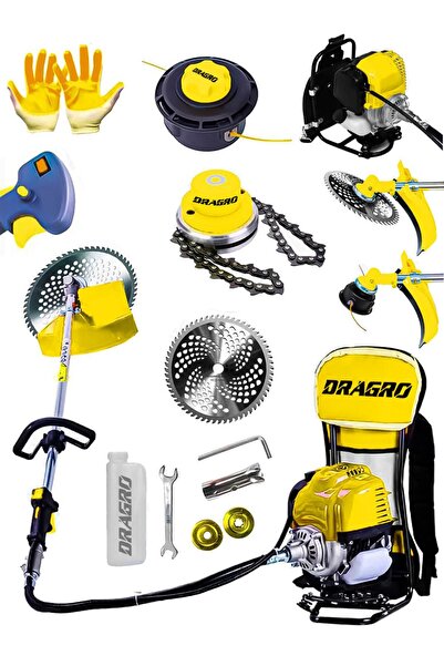 Dragro 4x4 2 Zamanlı Sırt Tipi Benzinli Motorlu Ot Çalı Tırpanı Çim Biçme Mak...