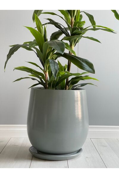 odka 15litre Armut Saksı Tabaklı 25cmx25cm Füme