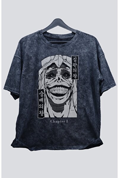 Fuddy Moda Tricou unisex oversize cu sculptură cu imprimeu anime - Tricou vin...