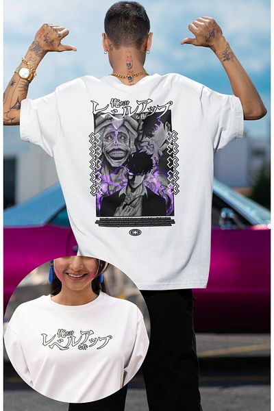 Fuddy Moda Tricou unisex Oversize God Statue Anime - Imprimat pe spate, nivelare individuală