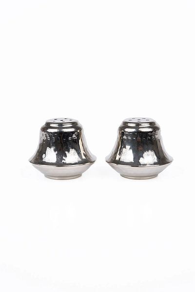 GABAALTI 2 Piece Silver Colored Copper Salt and Spice Bowl Set - 40 Gr