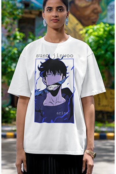 Fuddy Moda Unisex Oversize kroj Sung Jinwoo Anime Štampano T-shirt