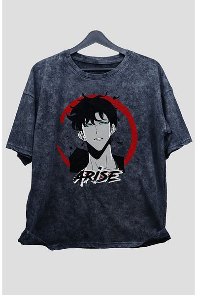 Fuddy Moda Tricou unisex oversize cu imprimeu de epocă anime - Tricou lavabil Solo Leveling Arise