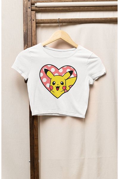 Fuddy Moda Pikachu Printed Girls Crop Top - Μπλούζα Pokemon Heart