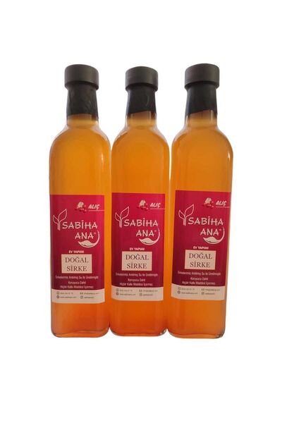 SabihaAna 3 şişe Organik Ev Yapımı Kırmızı Alıç Sirkesi