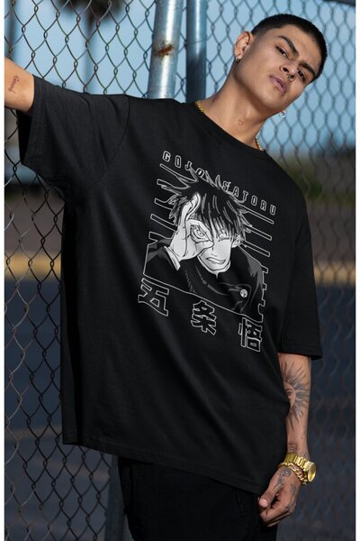 Fuddy Moda Unisex Oversize kroj Gogo Satoru Manga Štampano majica