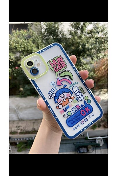 OVADA Iphone 14/15 Plus Uyumlu Kamera Korumalı Çizgi Film Karakterli Şeffaf Silikon Kılıf