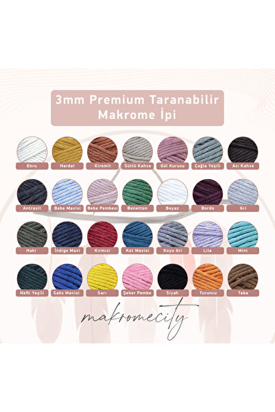 Makromecity Taranan Makrome Ipi 3mm Taranabilir Pamuk Makrome Ipi Makrame Ipi Indigo Mavi