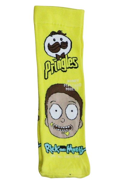 Fuddy Moda Жълти чорапи с шарка на Морти и Pringles