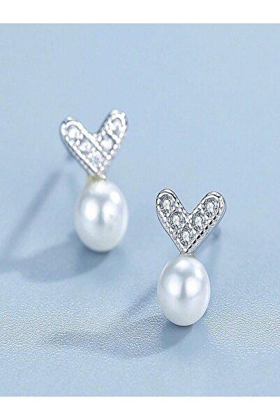 Shisa Jewel Minimal gümüş 925 Sevimli kalp İnci Küpe,Alerjik değil (117)