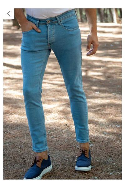 kadınmoda Ανδρικό μπλε ίσιο τζιν Lycra Classic Relaxed Fit Regular Fit