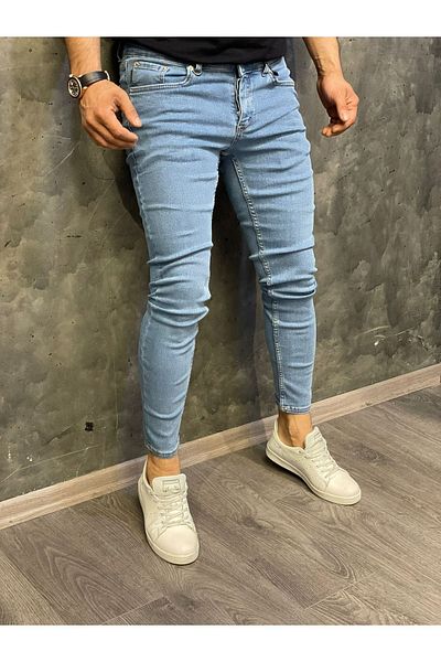 DENİM EDİZ Men's Blue Skinny Fit Jeans Jeans Pants Lycra Ankle Fit Trousers