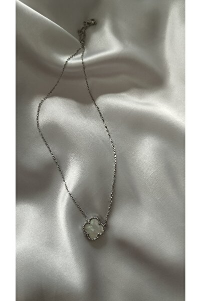 ladlou قلادة فضية من الفولاذ واللؤلؤ وحجر فان كليف