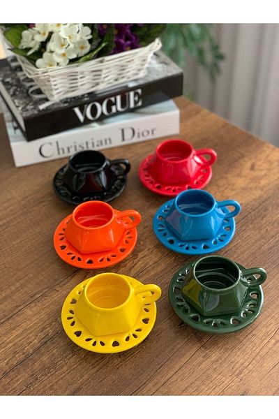 TAMER YİĞİT Special Design 6 Person Coffee Cup Set (12 PIECES)