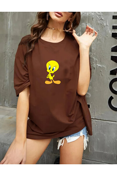 oneagılyazı Tweety Oversize εμπριμέ μπλουζάκι
