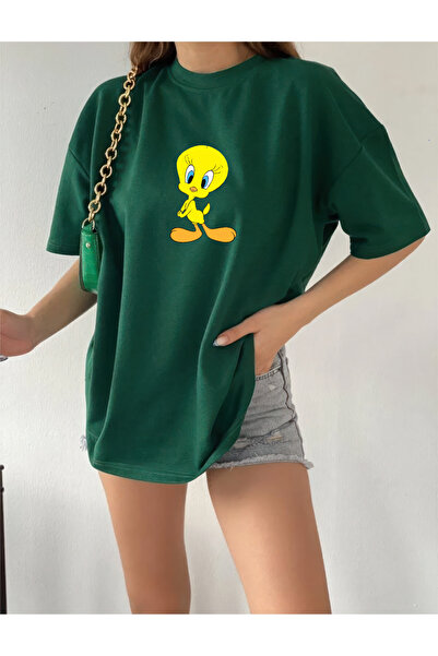 oneagılyazı Тениска с надпис Tweety Oversize