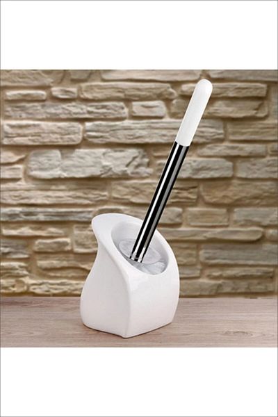 Pinkev Perie de toaletă din ceramică pentru vas de toaletă - albă