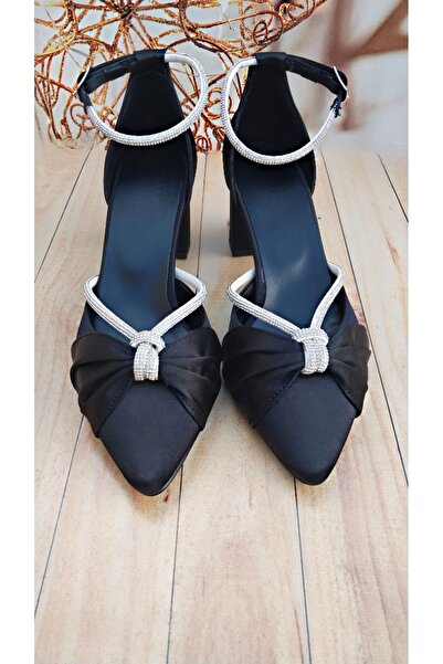 Modavien pantofi rochii de seara din satin cu toc gros de 5 cm de dama