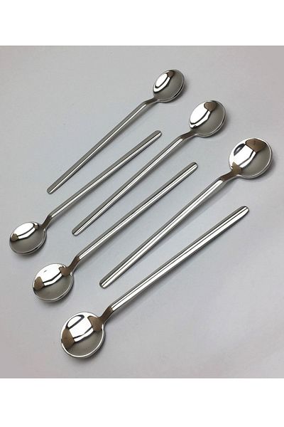 Pinkev طقم ملاعق شاي ستانلس ستيل مكون من 6 قطع